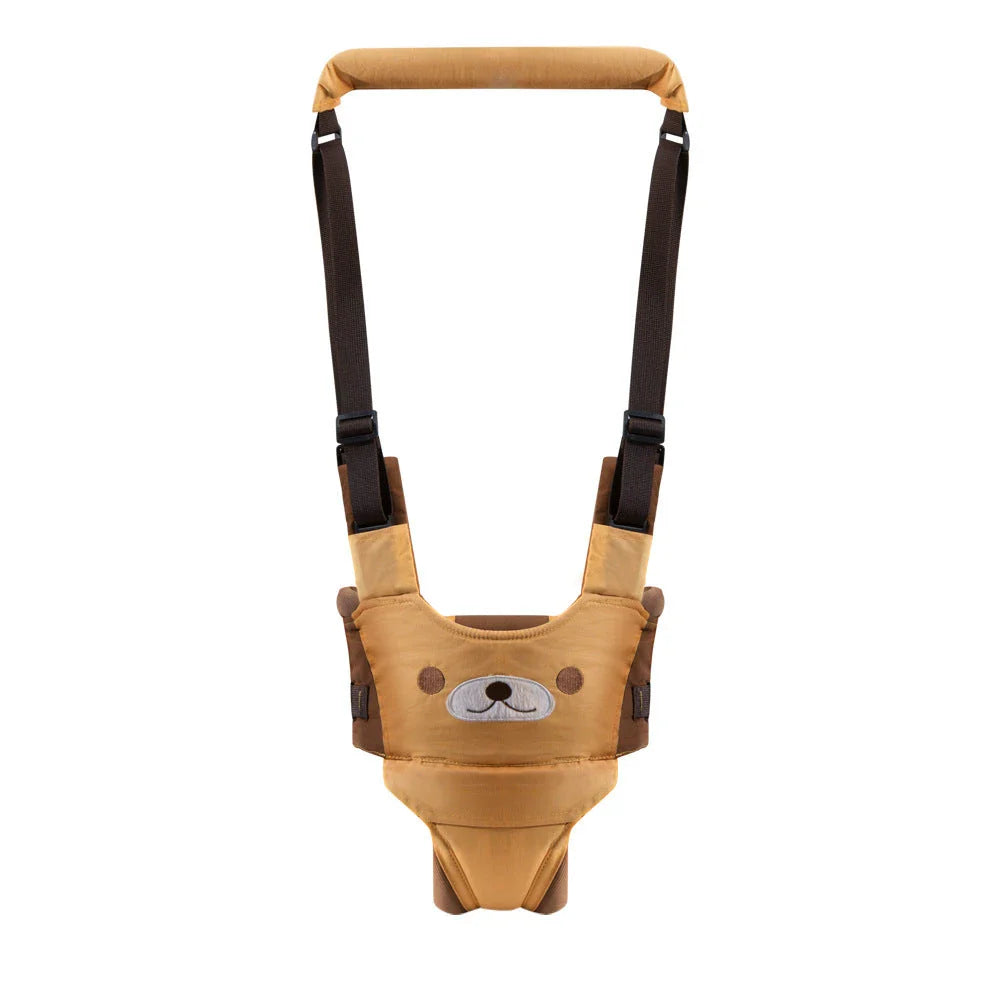 Hands-free baby walking assistant with adjustable lift and pull features for supporting your little one's first steps
