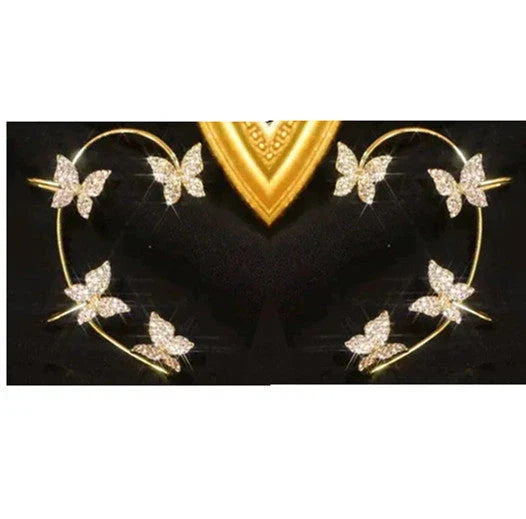 Stylish gold and silver butterfly ear cuffs - fashionable jewelry for women