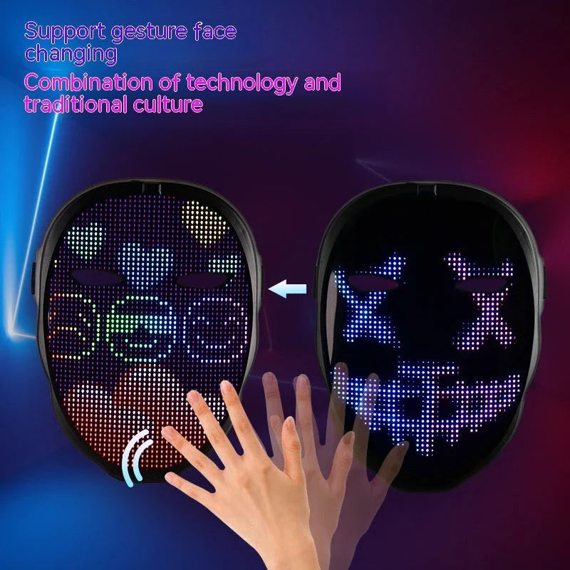 LED-powered face masks with gesture-controlled lighting effects for Halloween, parties, and other celebrations