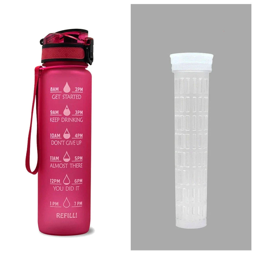 Motivational 1L Sport Water Bottle with Time Tracker and Leak-Proof Design