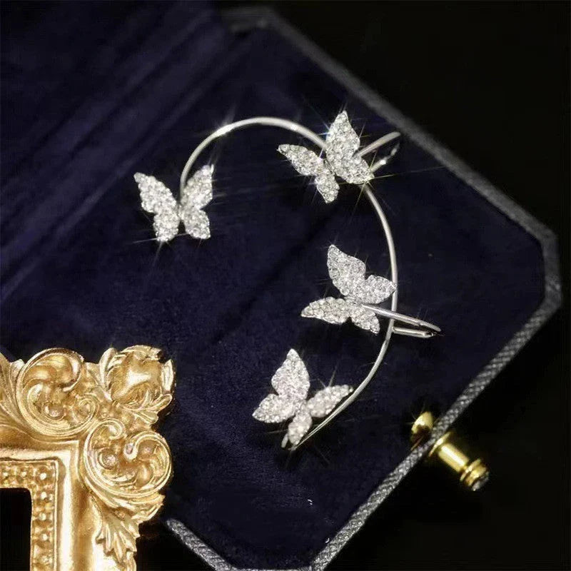 Stylish gold and silver butterfly ear cuffs - fashionable jewelry for women