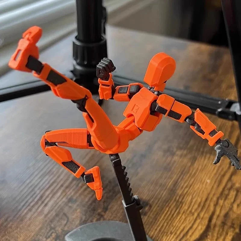 Customizable 3D printed multi-jointed action figure robot toy in various vibrant colors