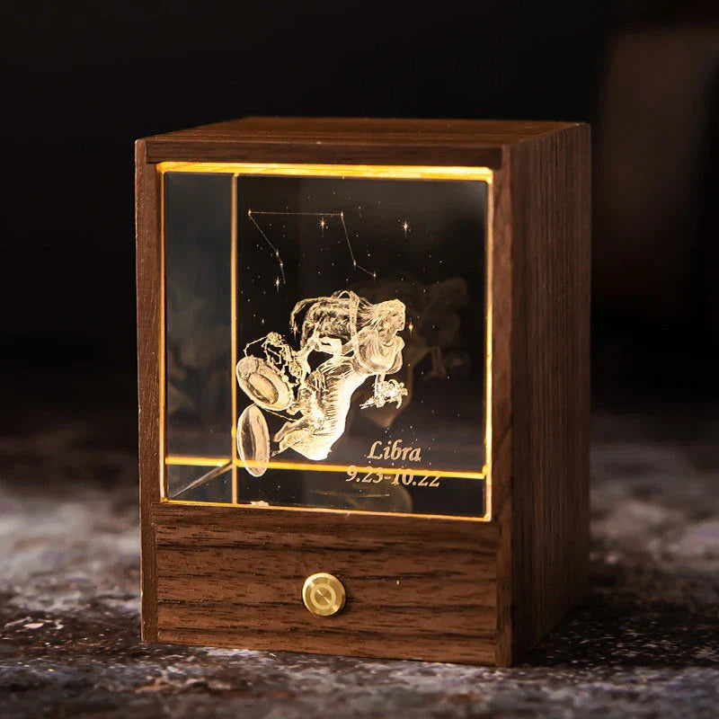 Dazzling Constellation Table Lamp with Premium Black Walnut and K9 Crystal Design