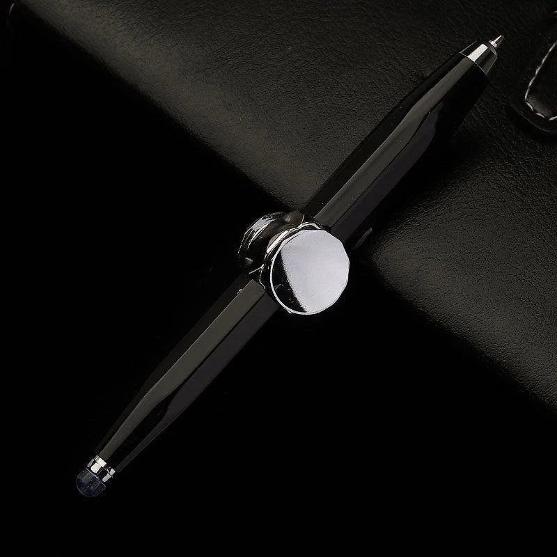 Versatile LED-powered gyro ballpoint pen with a mesmerizing spinner for stress relief and improved productivity