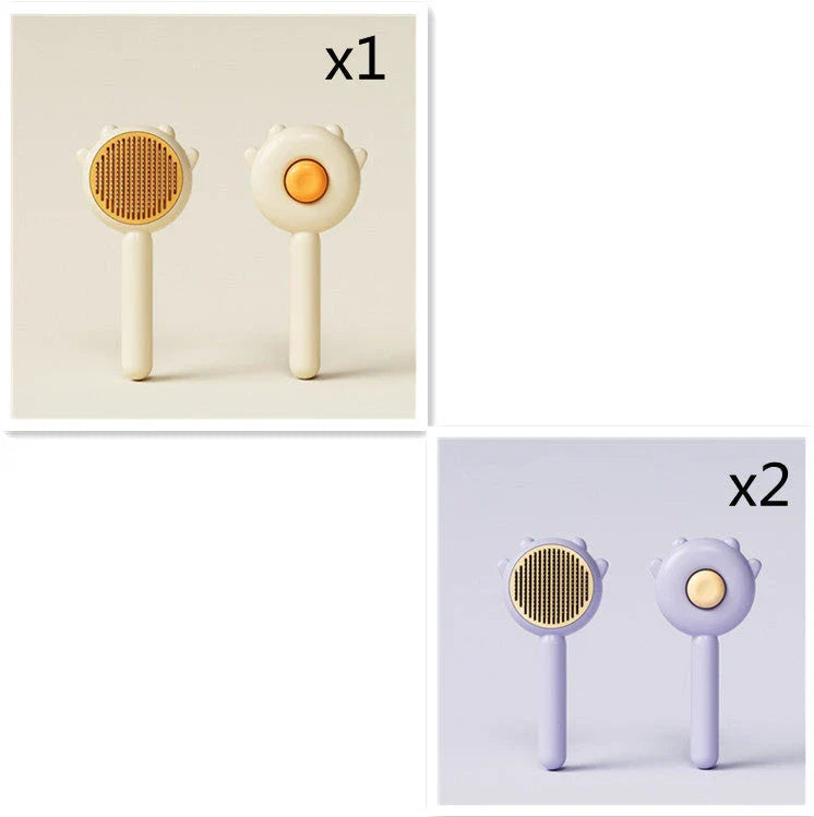 Premium pet grooming brush featuring dual-action hair removal and soothing massage for cats and dogs