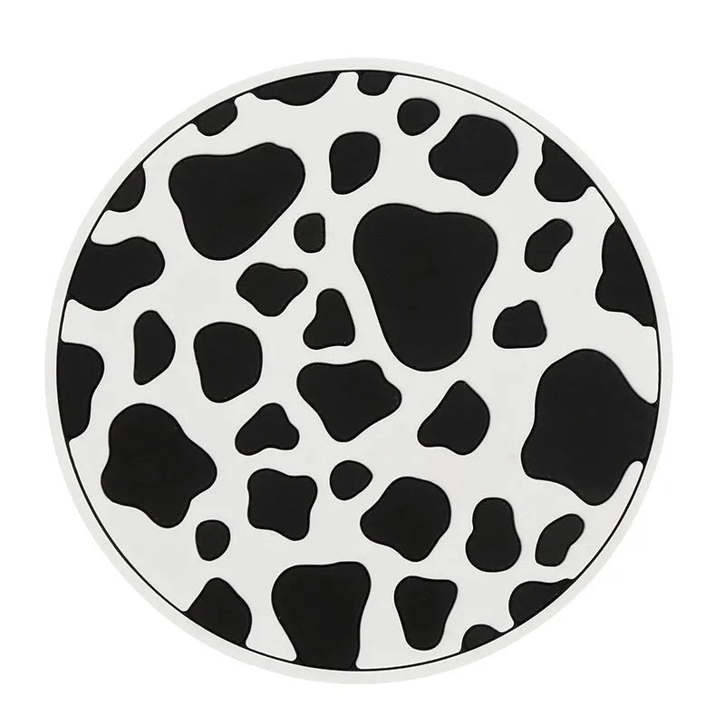 PVC plastic car cup holder mat with non-slip textured surface in black and white checkerboard pattern