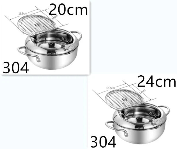 Stainless Steel Telescopic Frying Basket with Removable Thermometer for Precise Temperature Control and Easy Frying