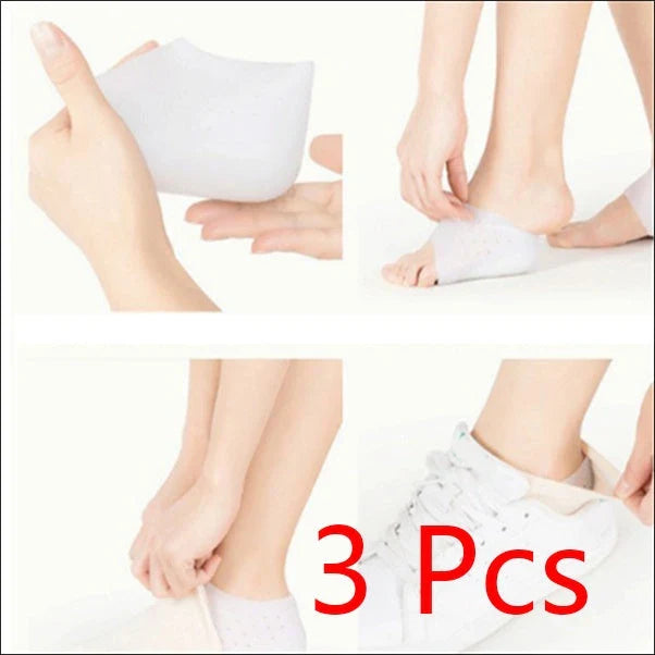 Discreet silicone heel height booster insoles in various colours and sizes for men and women