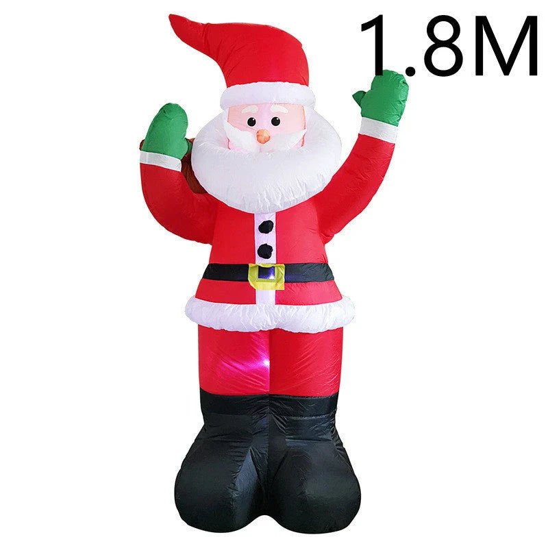 Glowing Christmas inflatables with Santa, snowman, Christmas tree, and gingerbread man designs