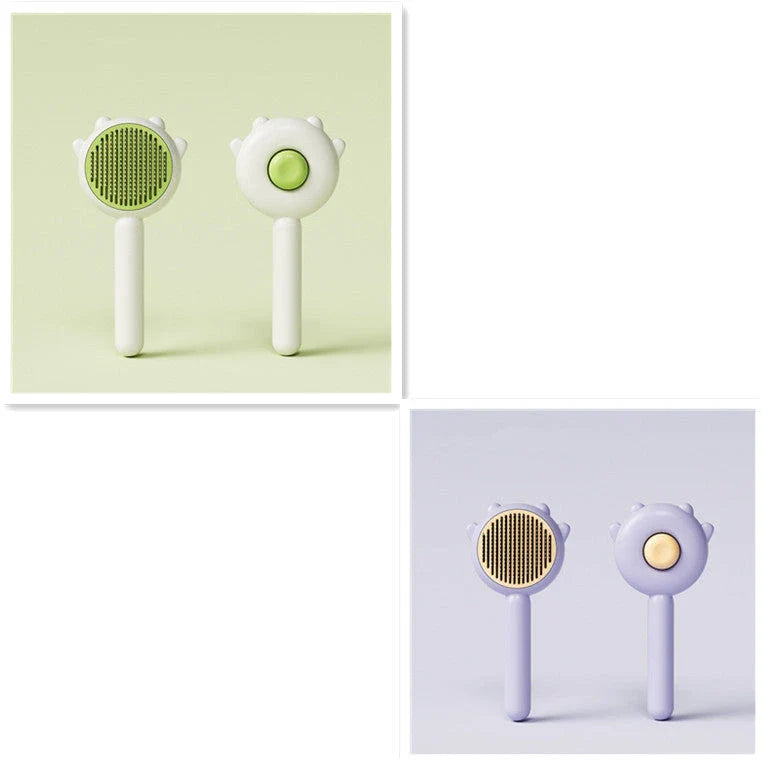 Premium pet grooming brush featuring dual-action hair removal and soothing massage for cats and dogs