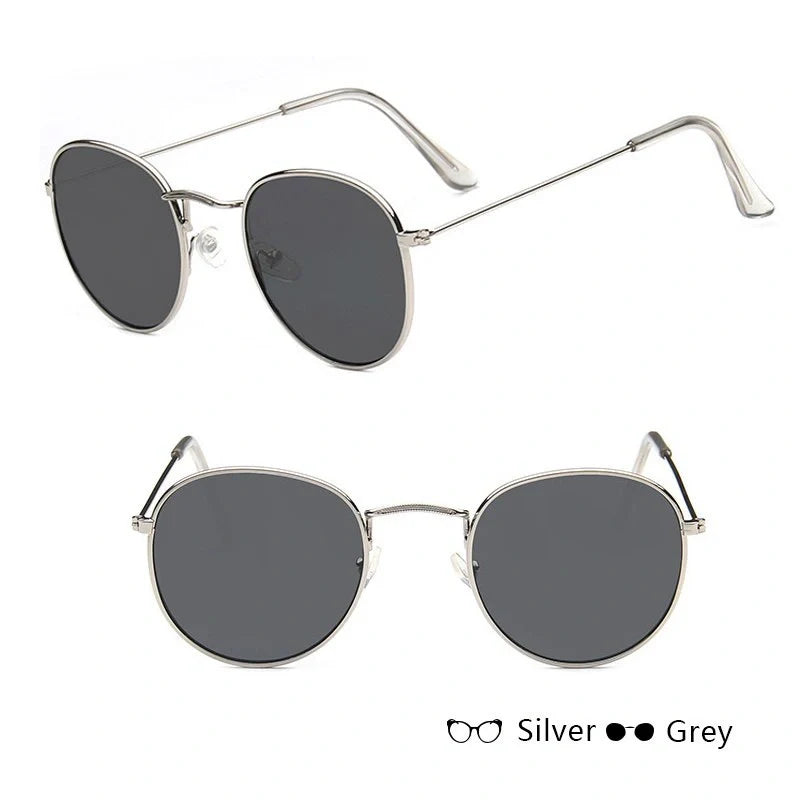 Stylish retro sunglasses for women with metal frame and glass lenses