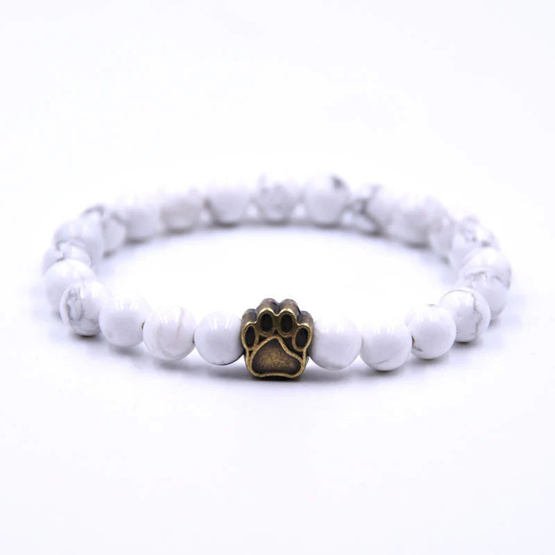 Natural Stone Dog Paw Bracelet with anti-fatigue benefits, perfect for dog lovers and wellness enthusiasts.