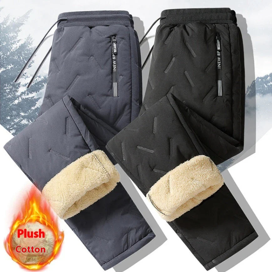 Premium fleece-lined winter pants for men in various colors and styles