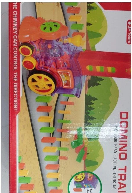 Domino Domino Train Building Blocks Toy with Automatic Dominoes Release for Engaging Educational Play
