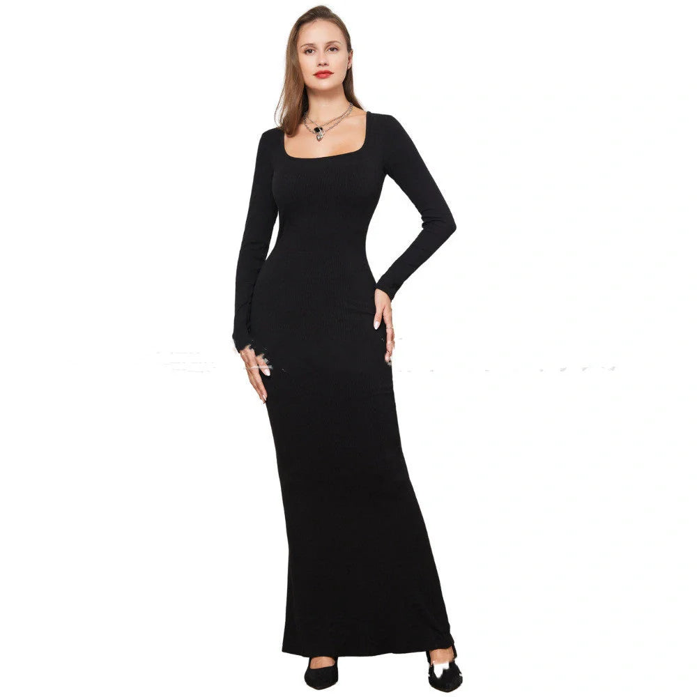Double-layer modal slim dress in various colours for a flattering fit