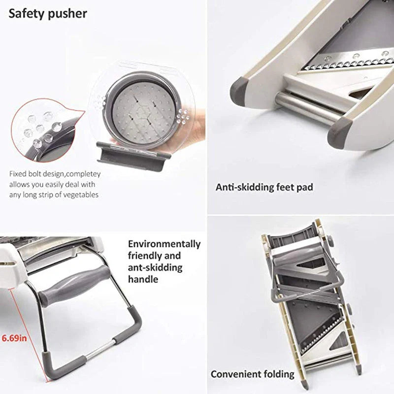 Terka Adjustable Stainless Steel Kitchen Vegetable Slicer with multiple cutting blades