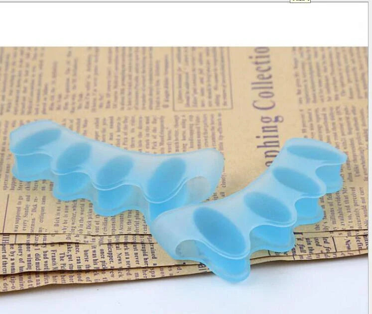 Premium silicone toe separators designed to relieve bunion and overlapping toe pain, offering comfort and support for foot health.