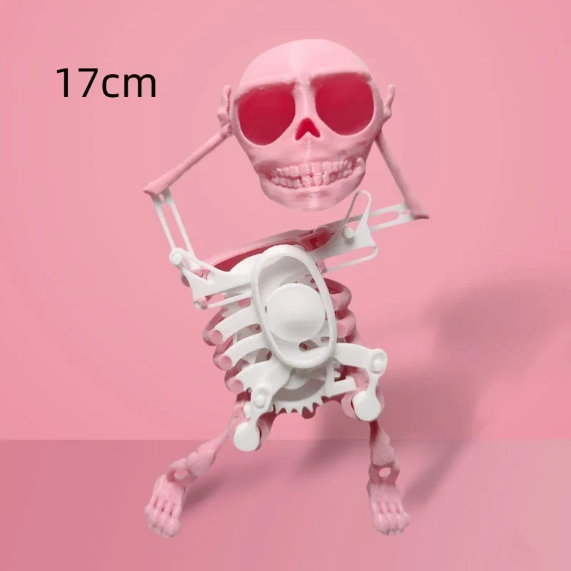 Customizable 3D Skull Desktop Toy with Gravity-Defying Design, Available in White, Pink and White, Red and Green, and Purple and White Color Options