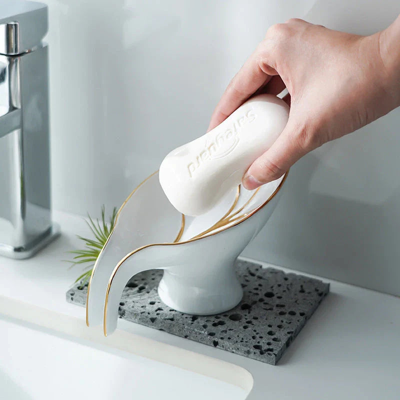 Homeenjoy UK Elegant Ceramic Soap Dish - Exquisite Nordic Style for Bath & Kitchen