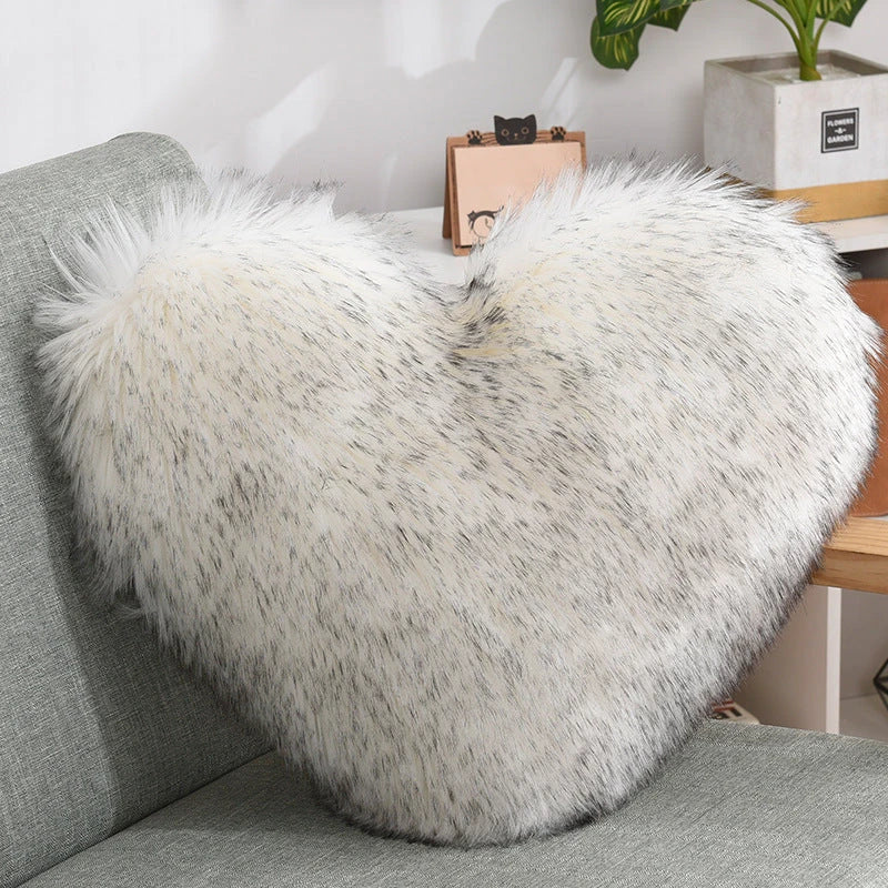 Soft, plush heart-shaped decorative throw pillow covers in various colors for living room and bedroom decor