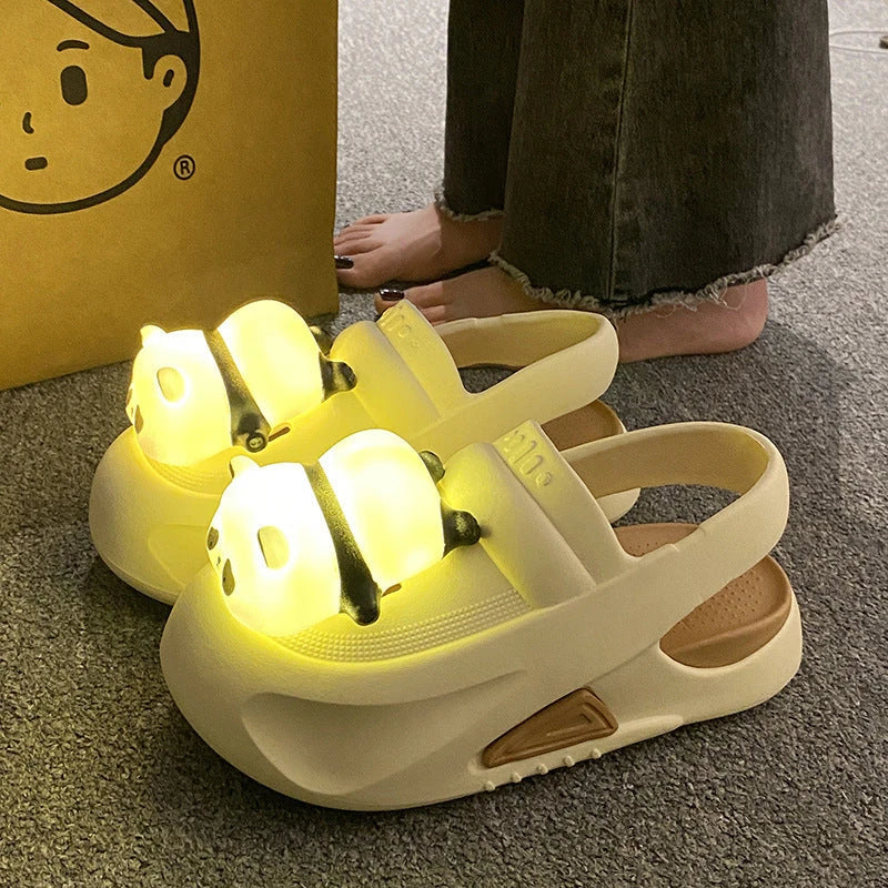 Cute panda-themed summer sandals with lamps, available in multiple colors and sizes for a comfortable, stylish, and fun summer look