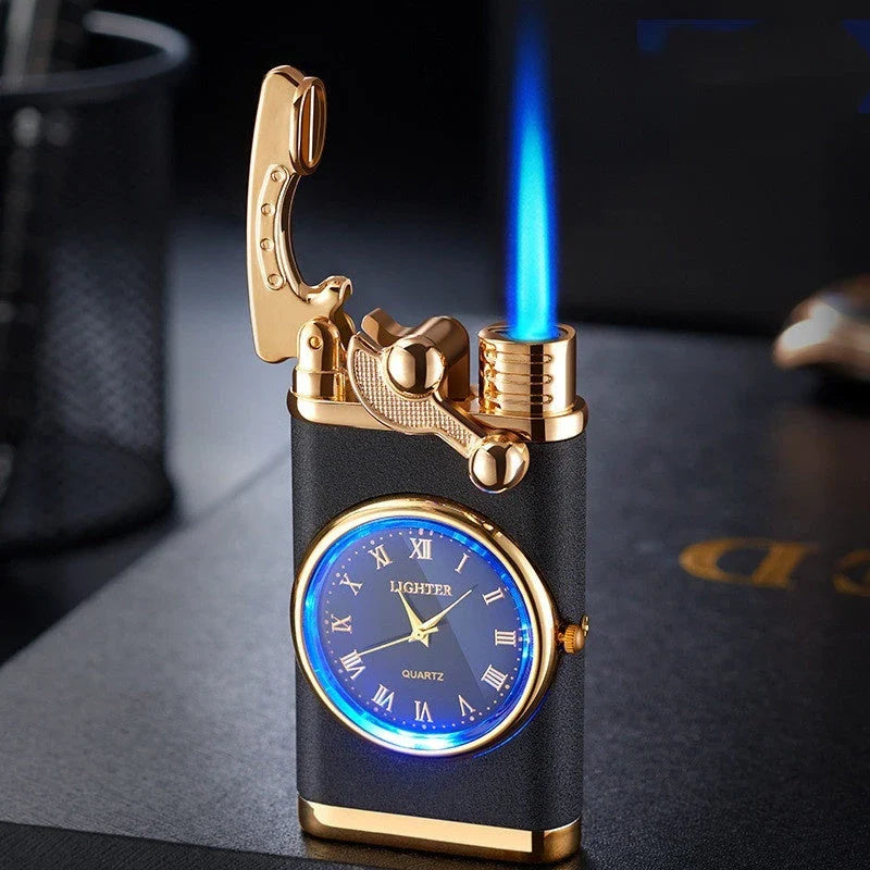 Multipurpose Butane Lighter and Wrist Watch Combo with Adjustable Flame, Durable Construction, and Stylish Design