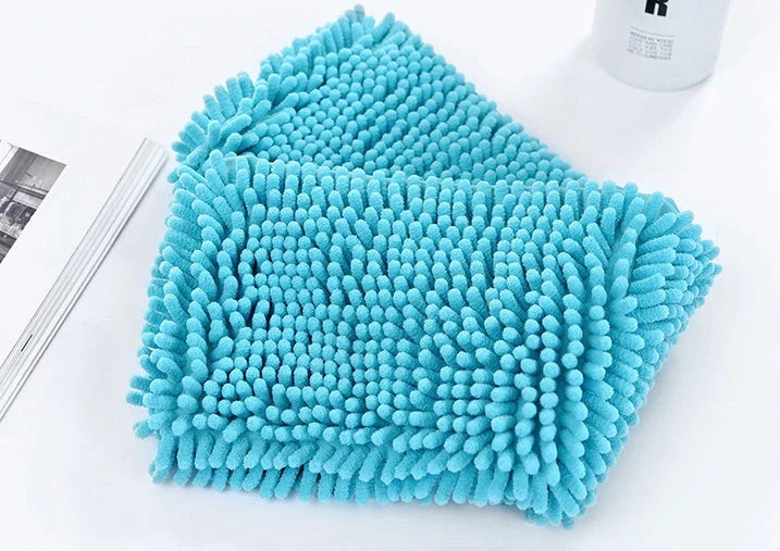 Soft and absorbent pet towels in various colors for bathing dogs and cats