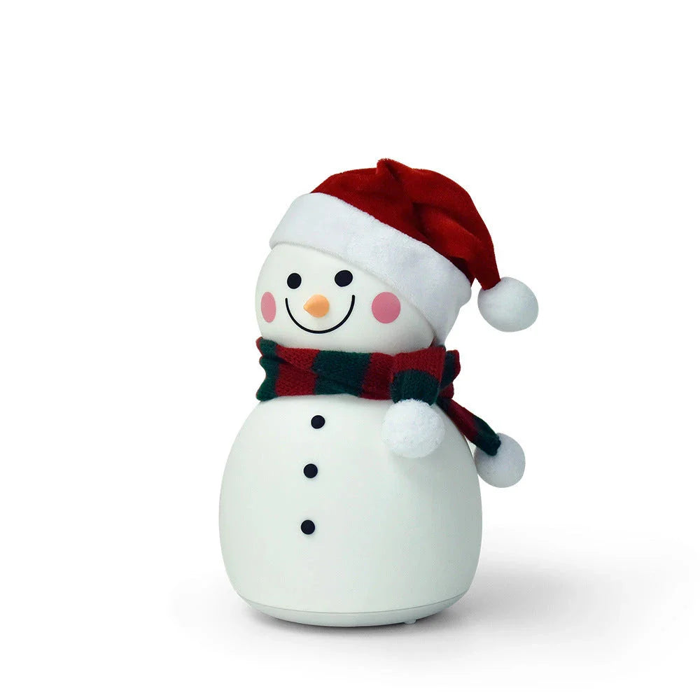Enchanting snowman-shaped night light with color-changing LED illumination and rechargeable battery