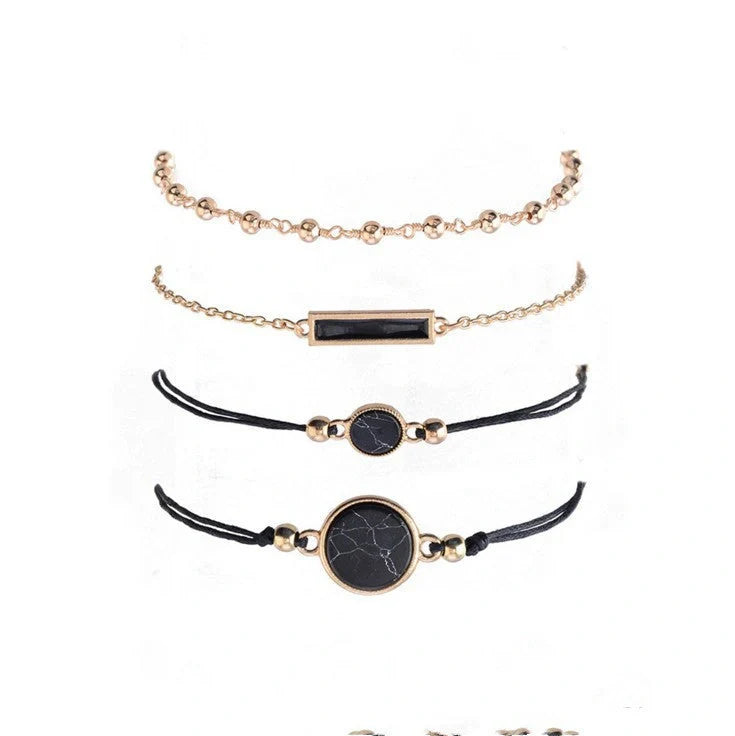 Handmade black turquoise geometric bracelet for women, elegant and modern design