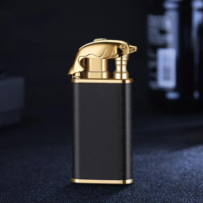 Sleek flame lighter with captivating marine-inspired designs, featuring a powerful dual-flame system for versatile outdoor use