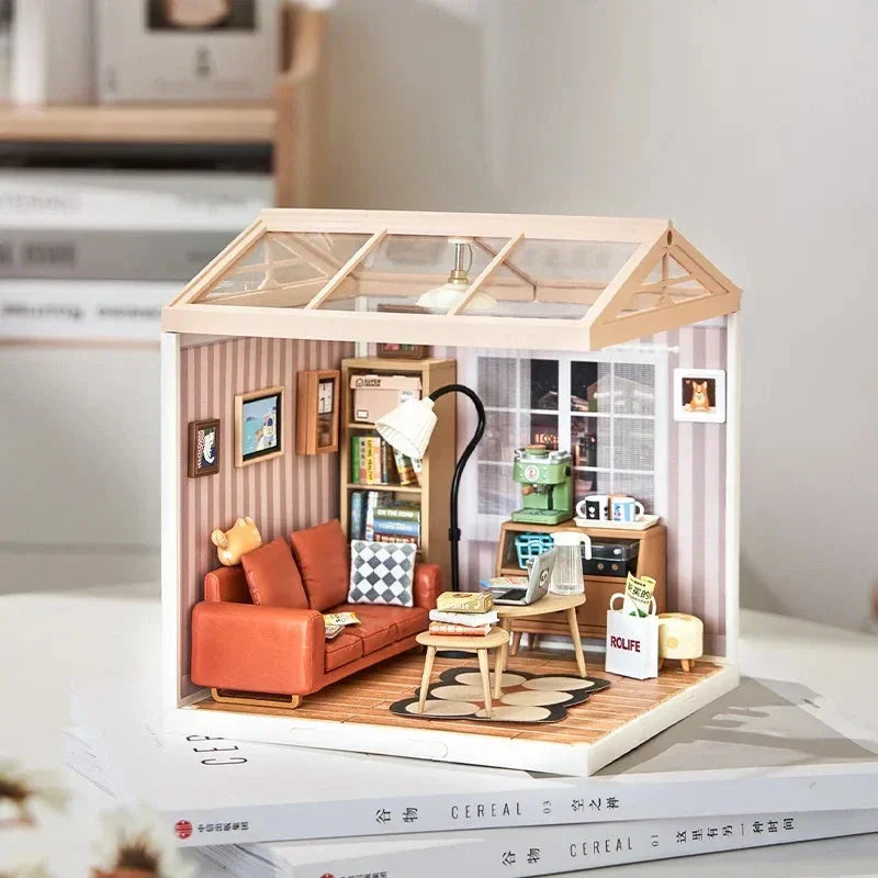 Robotime Rolife DIY Miniature Cafe Building Kit with ambient light set