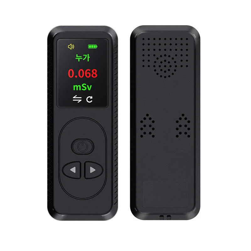 Portable radiation detector with TFT color display, sound alarm, and compact design for on-the-go use