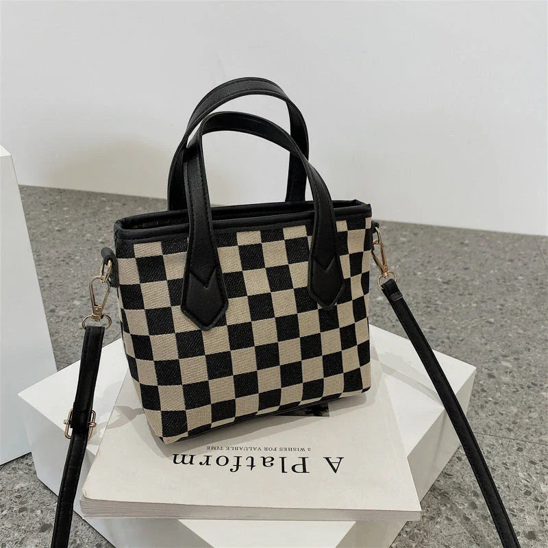 Premium houndstooth and plaid crossbody bags with stylish patterns, comfortable wool material, and versatile design