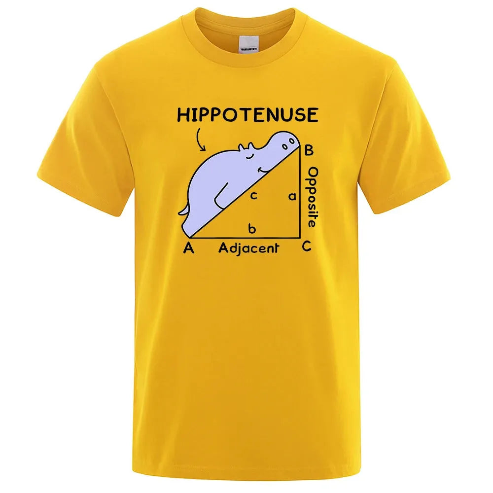 Hippotenuse Opposite Adjacent printed mathematics design on a loose fit cotton T-shirt.
