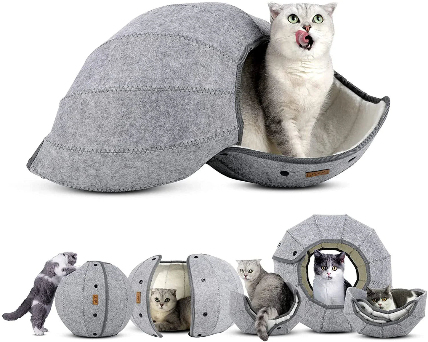 Cozy Cave: Versatile Foldable Cat Tunnel Toy in Green, Grey, Blue, and Red Colors