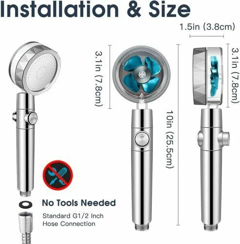 A modern minimalist shower head with a high-pressure design and water-saving micro-nozzle technology