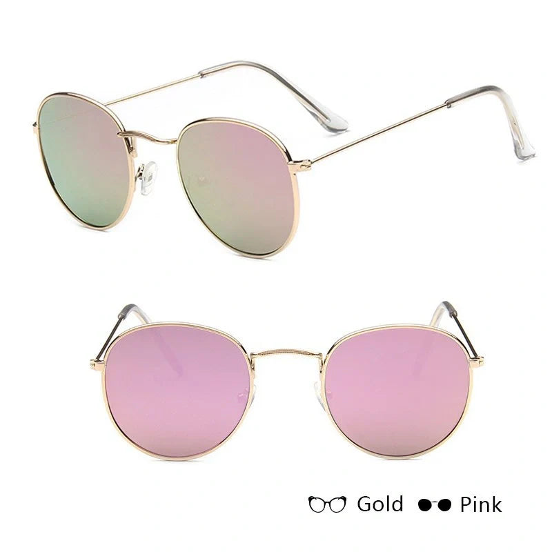 Stylish retro sunglasses for women with metal frame and glass lenses