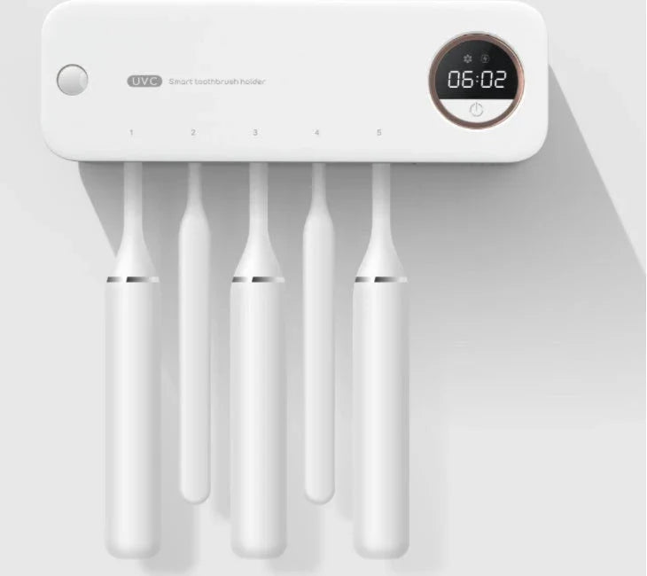 Rechargeable UV Toothbrush Sanitizer with LED Display and Wall Mount for Bathroom Accessories