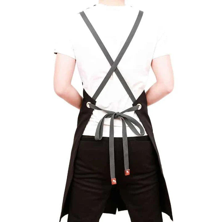 Personalised Coffee Shop Barista Apron in black, made with premium canvas material and featuring a spacious front pocket