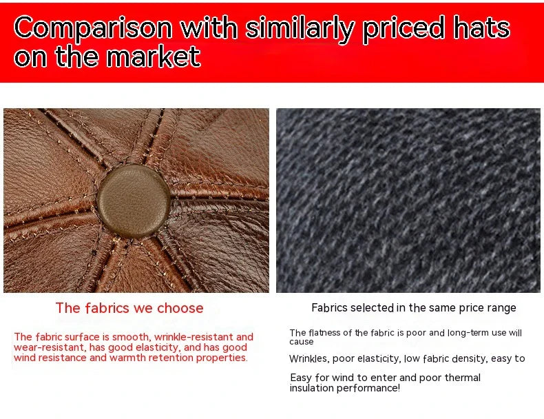 Men's winter outdoor hat with ear protection, made of thick, durable cotton for warmth and comfort