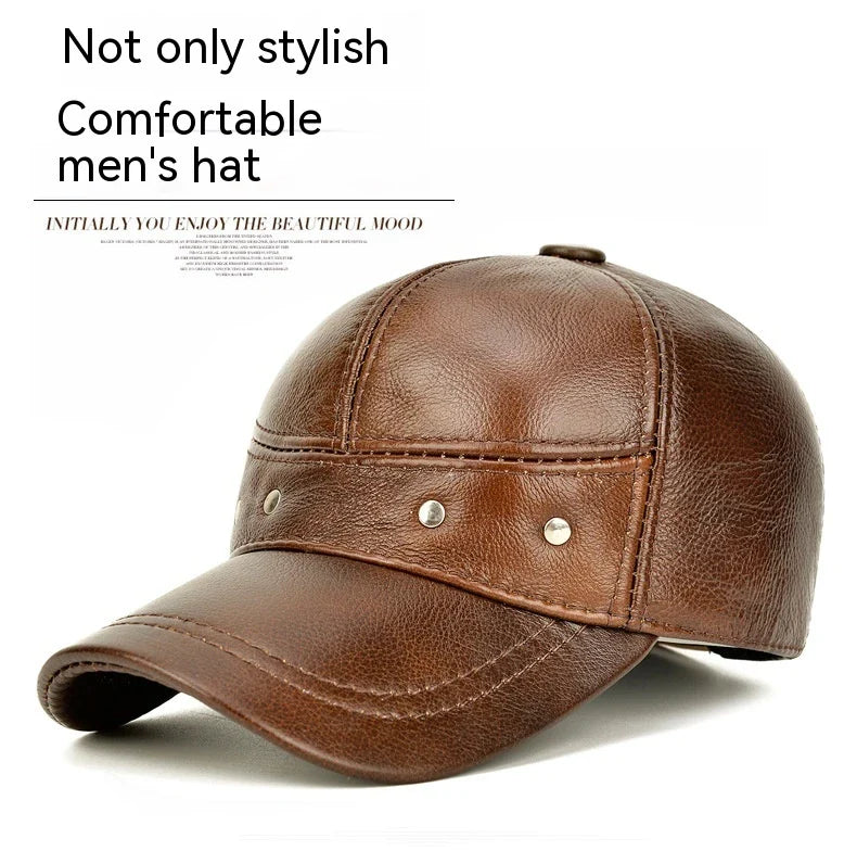 Men's winter outdoor hat with ear protection, made of thick, durable cotton for warmth and comfort
