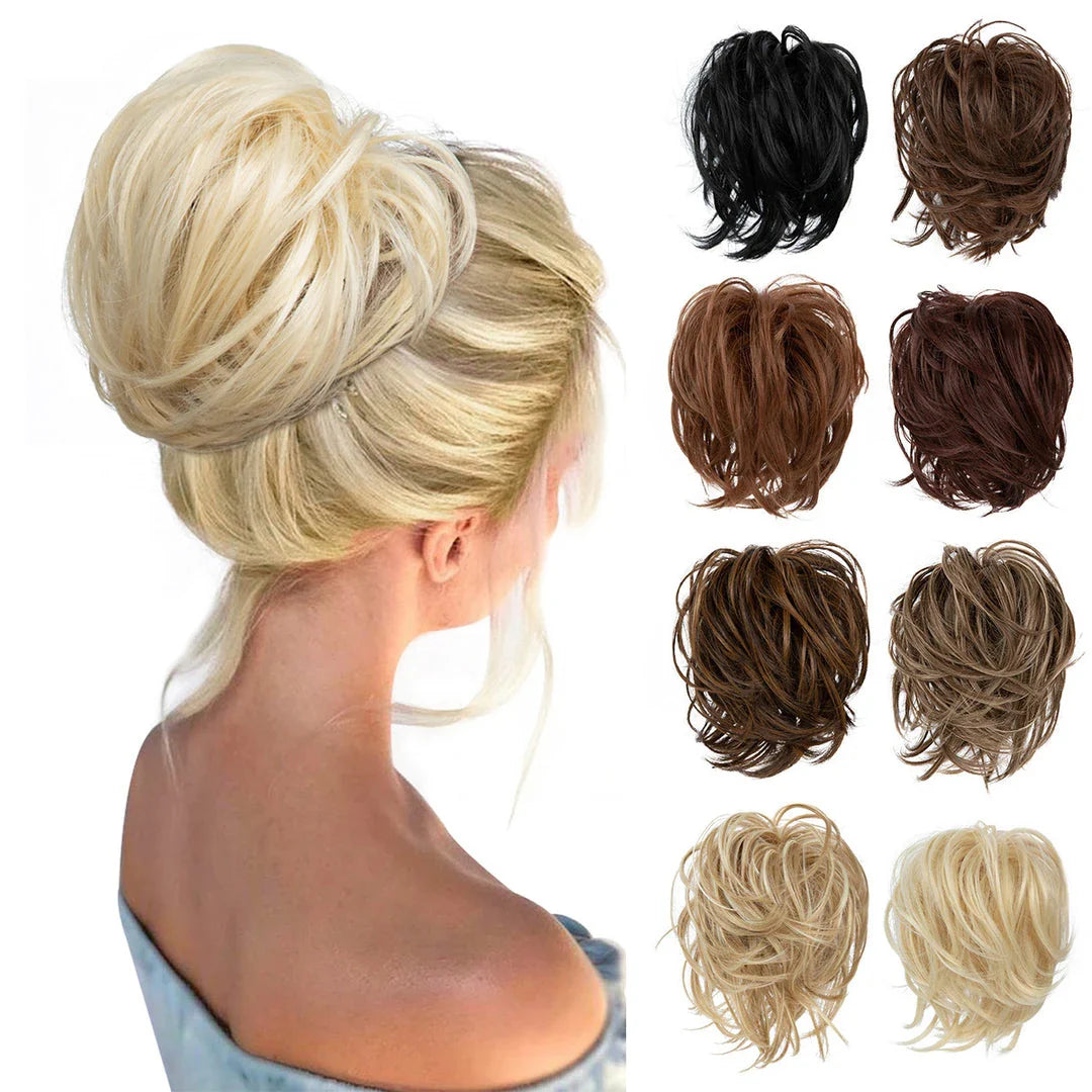 Bud Bun Artificial Hair Bun - Natural fluffy long beard curly hair bun for lazy updo chignon hairstyles