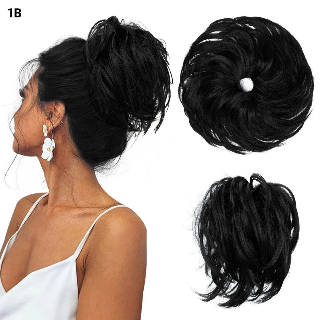 Bud Bun Artificial Hair Bun - Natural fluffy long beard curly hair bun for lazy updo chignon hairstyles