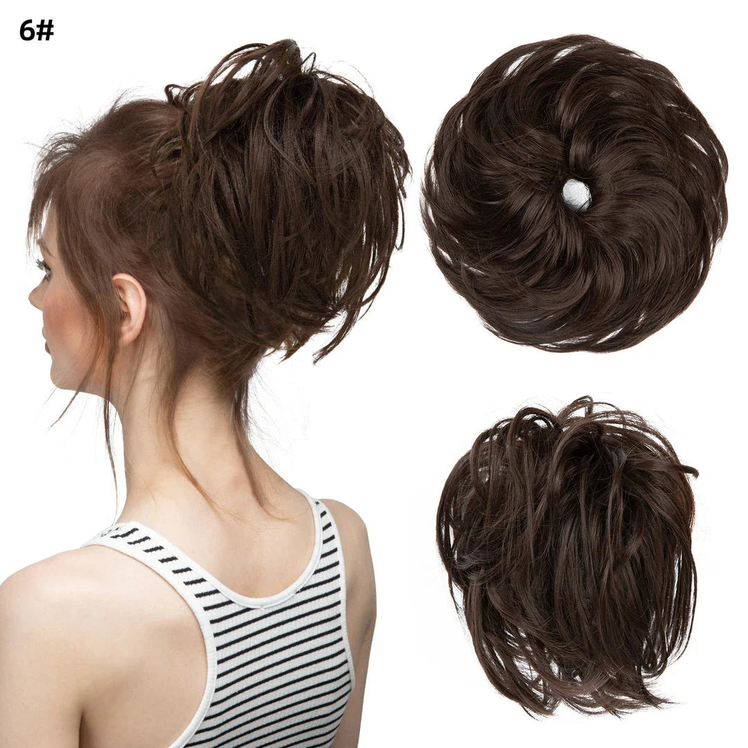 Bud Bun Artificial Hair Bun - Natural fluffy long beard curly hair bun for lazy updo chignon hairstyles