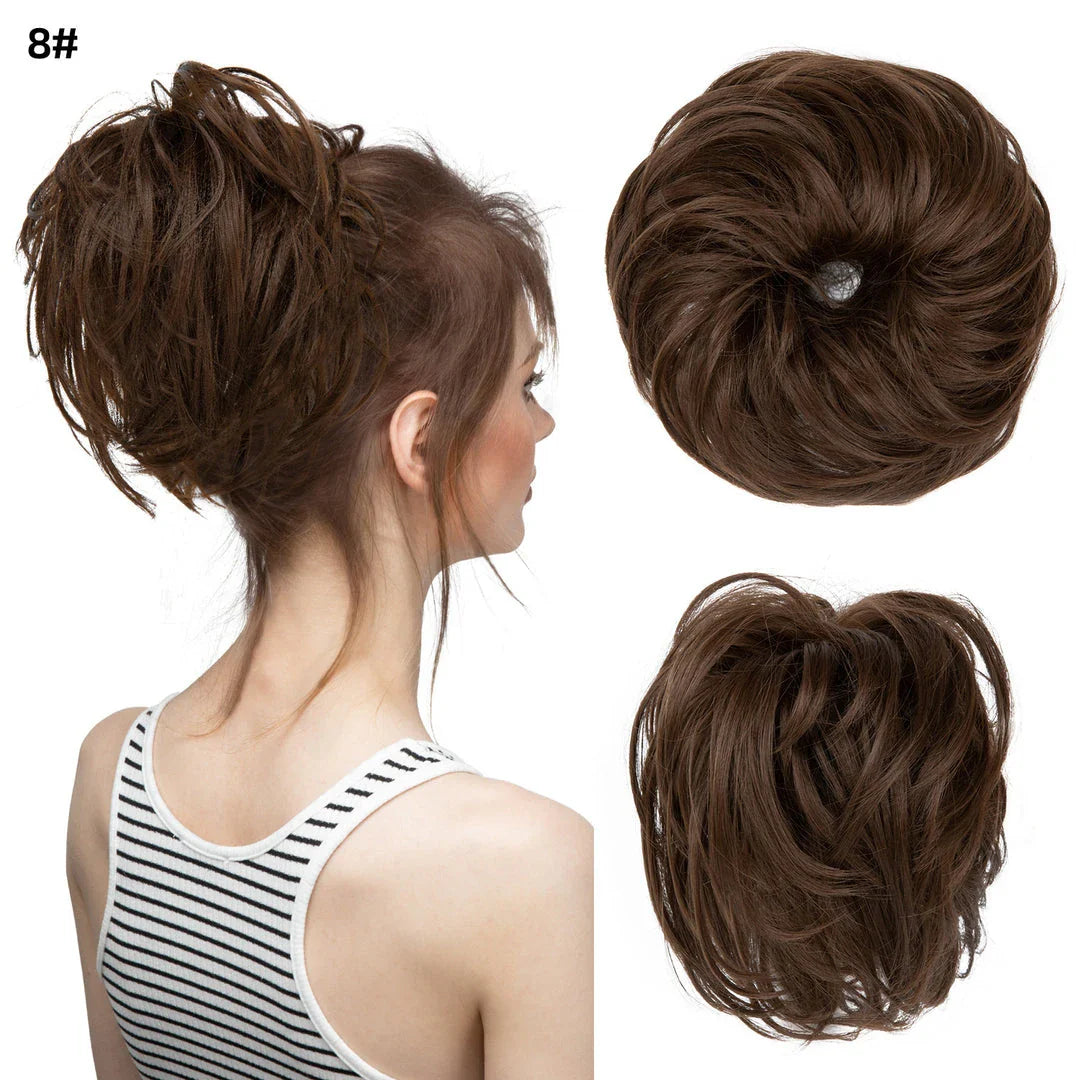 Bud Bun Artificial Hair Bun - Natural fluffy long beard curly hair bun for lazy updo chignon hairstyles