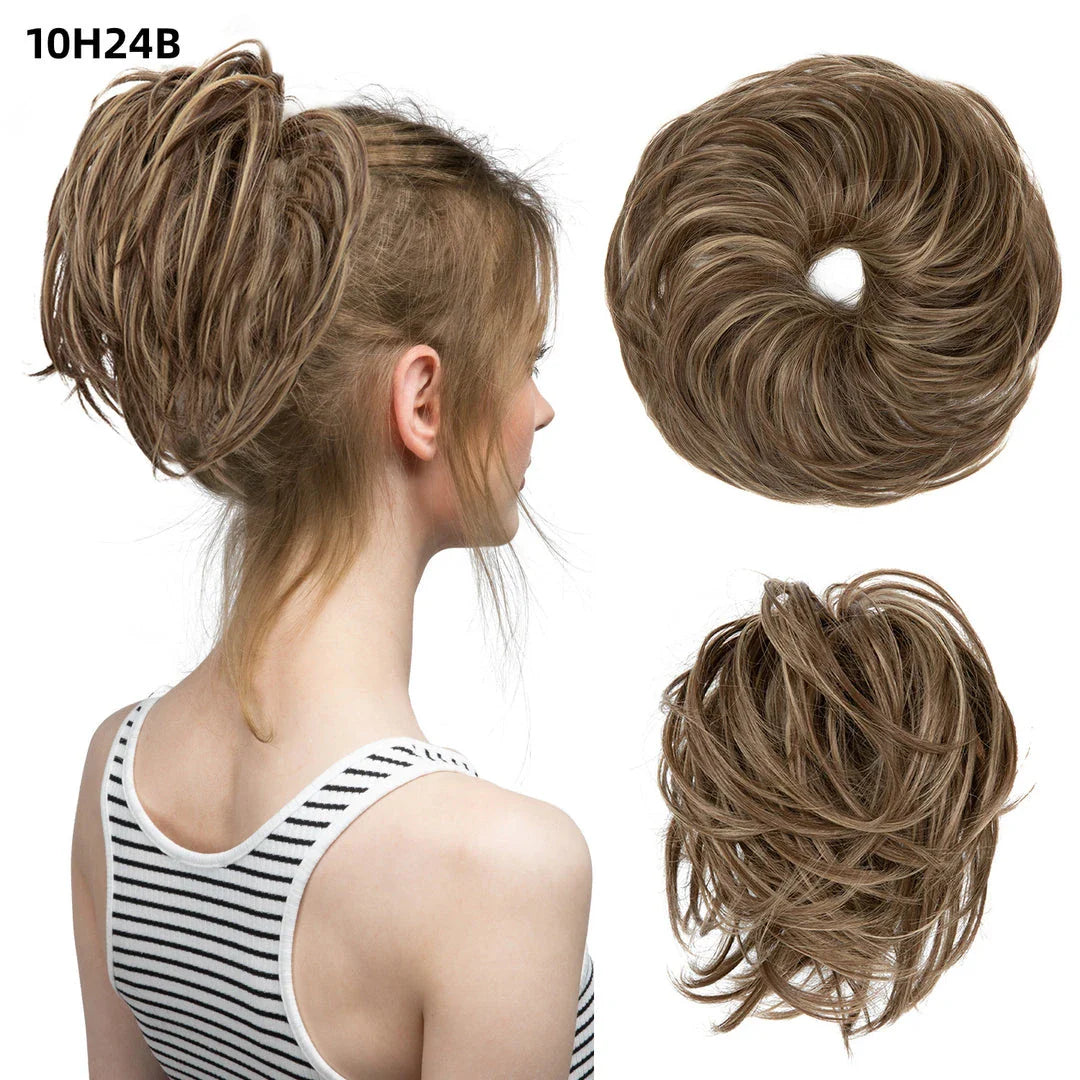 Bud Bun Artificial Hair Bun - Natural fluffy long beard curly hair bun for lazy updo chignon hairstyles