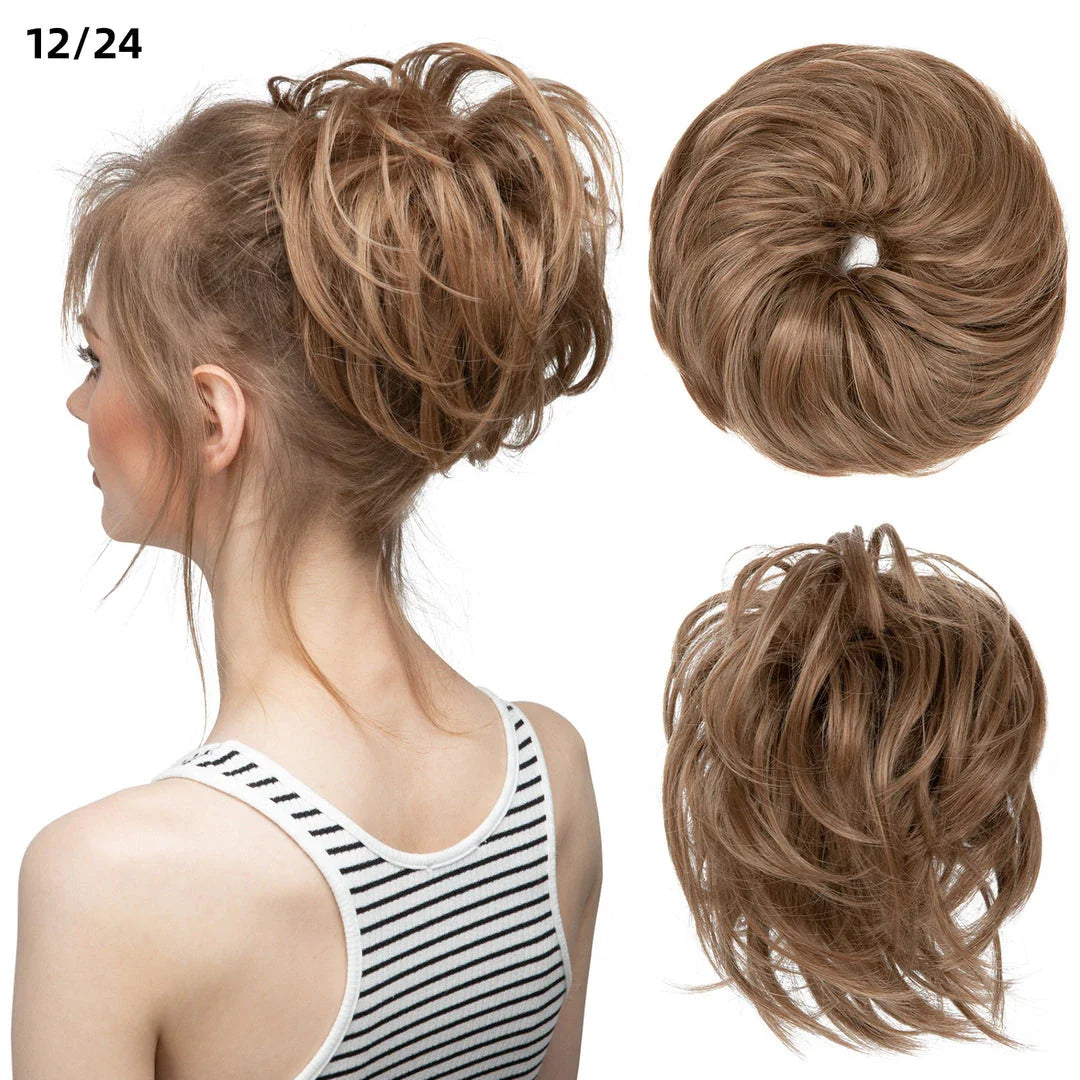 Bud Bun Artificial Hair Bun - Natural fluffy long beard curly hair bun for lazy updo chignon hairstyles
