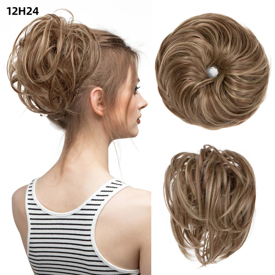 Bud Bun Artificial Hair Bun - Natural fluffy long beard curly hair bun for lazy updo chignon hairstyles