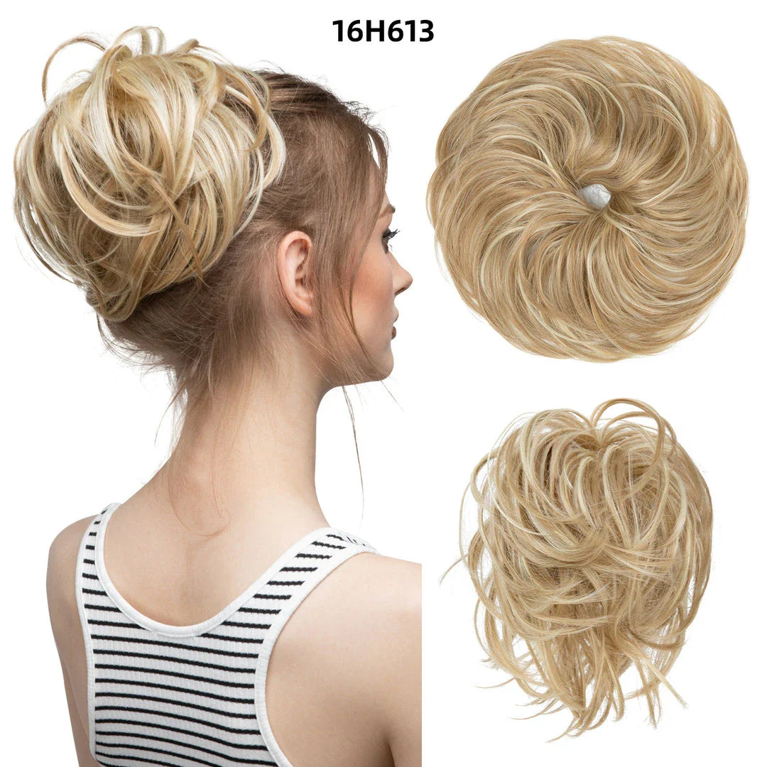 Bud Bun Artificial Hair Bun - Natural fluffy long beard curly hair bun for lazy updo chignon hairstyles