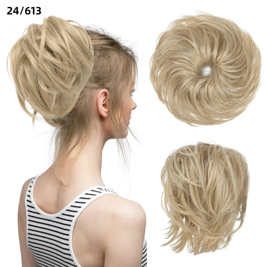 Bud Bun Artificial Hair Bun - Natural fluffy long beard curly hair bun for lazy updo chignon hairstyles